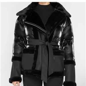 Faux leather belted jacket Maniere de voir